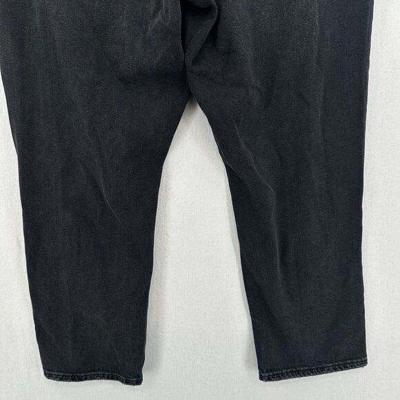 American Eagle Jeans Womens 14 Short Mom High Rise Faded Black Denim Distressed - Picture 6 of 13